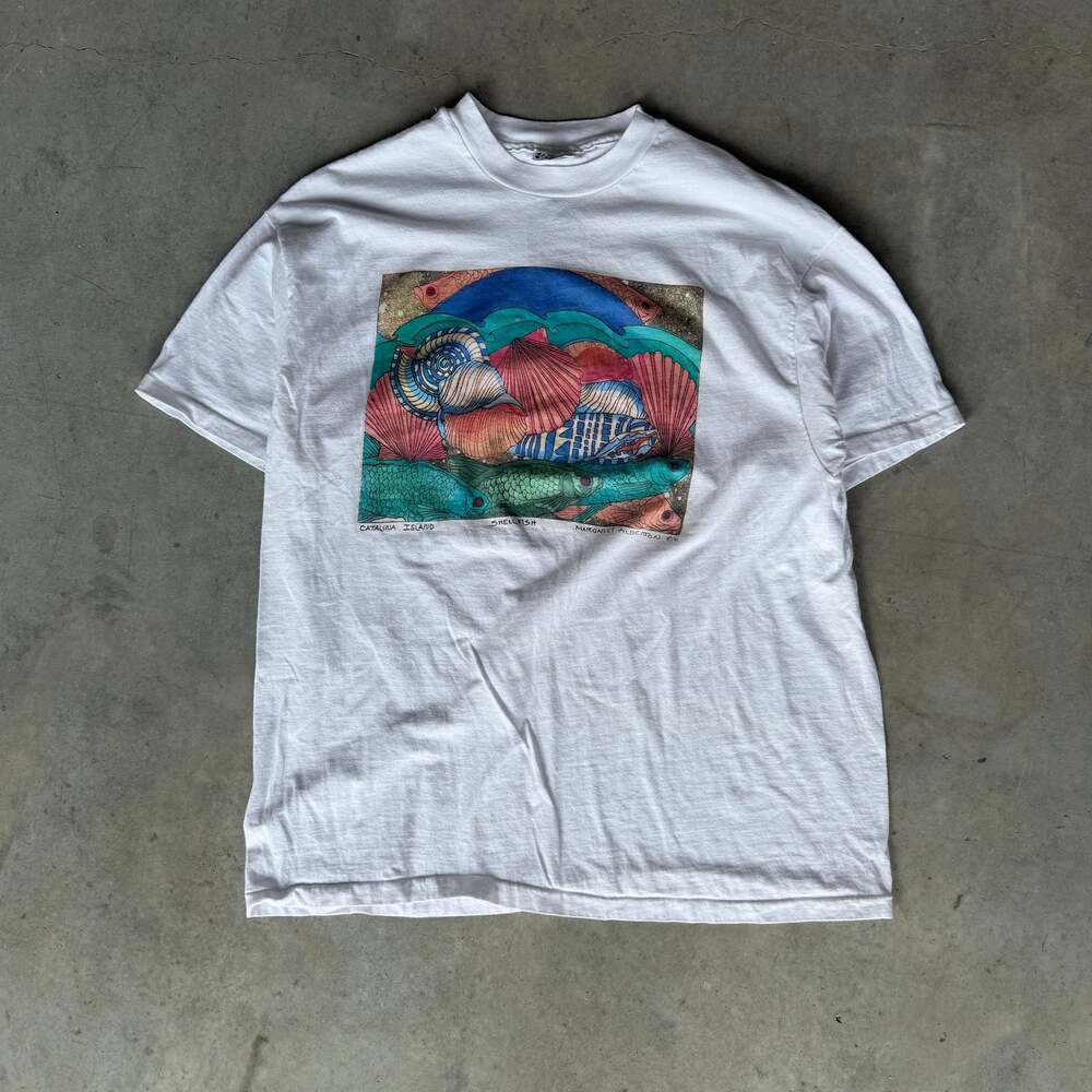 Vintage Jerzees 1991 Margaret Albatross "Shellfish" Graphic T-Shirt L